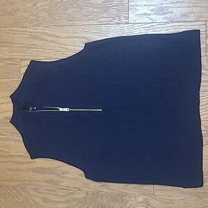 Talbots Navy Blue Ribbed Half- Zip Pullover Sweater Vest